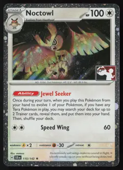 Pokemon Noctowl 115/142 Prize Pack Series Cards Cosmo Holo Pack Fresh - NM - Image 1