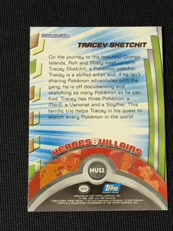 2000 Topps Pokemon TV Series 3 Foil #HV11 Tracey Sketchit Heroes & Villian Three - Image 2
