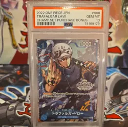 2022 One Piece JPN Champ. Set Purchase Bonus #008 Trafalgar Law PSA 10 GEM MINT - Image 1