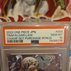 2022 One Piece JPN Champ. Set Purchase Bonus #008 Trafalgar Law PSA 10 GEM MINT - Image 3
