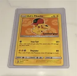 Pokemon Ash's Pikachu Promo Card SM110 Regular Basic 2017 TCG - Image 1