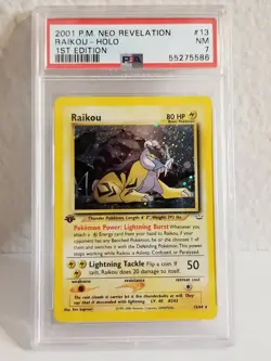 PSA 7 RAIKOU 13/64 1st Edition Neo Revelation Pokemon Card Near Mint - Image 1