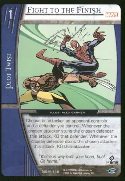 Fight to Finish Wolverine 2004 Marvel vs System Spider-Man TCG Card (NM) - Image 1