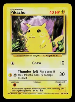 Pokemon Card - Pikachu Base Set 58/102 Common - Image 1