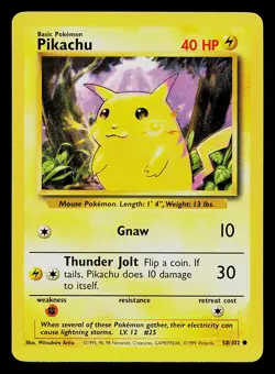 Pokemon Card - Pikachu Base Set 58/102 Common - Image 1