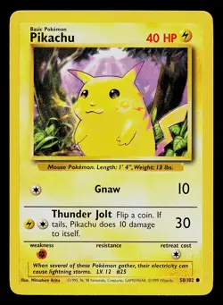 Pokemon Card - Pikachu Base Set 58/102 - Image 1