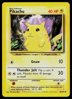 Pokemon Card - Pikachu Base Set 58/102 Common - Image 1
