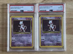 Pokemon Mewtwo LOT OF 2 PSA GRADED TCG Base Set Holo Unlimited Rare Card 10/102 - Image 1
