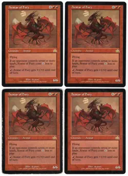 Avatar of Fury x4 4x 2000 Prophecy PLAYSET Red Rare Creature MTG Played AZ2 - Image 1