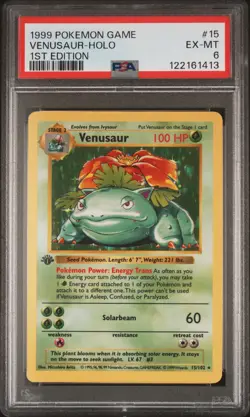 1999 Pokemon Base Set 1st Edition Venusaur #15 Holo PSA 6 - Image 1