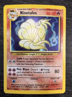 Pokemon TCG Ninetales Holo Base Set 12/102 Holo Unlimited Rare MP - Image 1