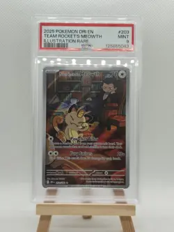 POKEMON PSA 9 2025 SV Destined Rivals Team Rocket's Meowth 203/182 - Image 1