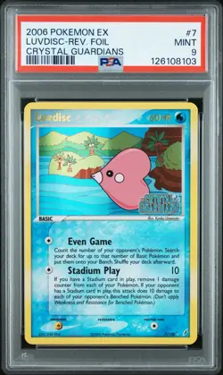 2006 POKEMON EX CRYSTAL GUARDIANS #7 LUVDISC-REVERSE FOIL PSA 9 - Image 1