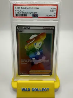 2022 POKEMON SWORD & SHIELD LOST ORIGIN SECRET #208 FULL ART/LADY PSA 9 - Image 1