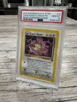 2000 POKEMON PROMO BLACK STAR POKEMON LEAGUE #18 TEAM ROCKET'S MEOWTH PSA 10 - Image 2
