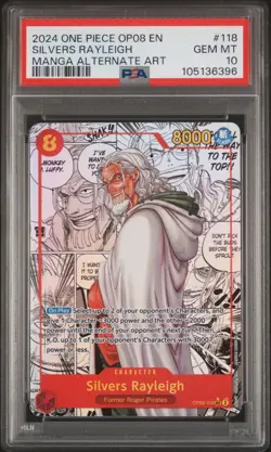 Bandai One Piece CCG Silvers Rayleigh OP08-118 Two Legends Manga Alt PSA 10 - Image 1