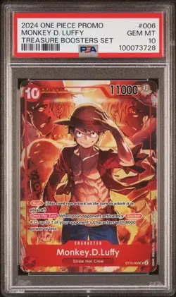 2024 ONE PIECE PROMOS TREASURE BOOSTERS SET #006 MONKEY D. LUFFY PSA 10 - Image 1