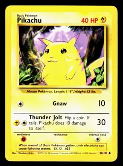 Pikachu Yellow Cheeks Vintage Pokemon Card 58/102 NM-MT - Image 1
