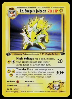 Pokemon Card - Lt. Surge's Jolteon Gym Challenge 28/132 Rare 1st Edition - Image 1