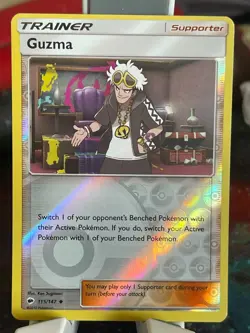 POKEMON GUZMA 115/147 UNCOMMON REVERSE HOLOFOIL BURNING SHADOWS LP CARD - Image 1
