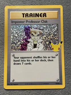 Imposter Professor Oak 73/102 Rare texture Holo Pokemon Card Celebrations - Image 1