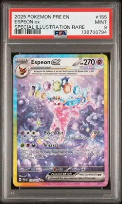 Espeon EX 2025 Pokemon PRE Prismatic Evolutions SIR 155/131 PSA 9 MINT - Image 1