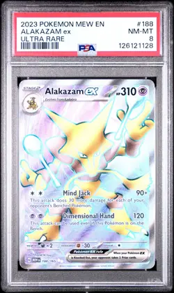 2023 POKEMON MEW EN-151 ULTRA RARE #188 ALAKAZAM EX PSA 8 - Image 1