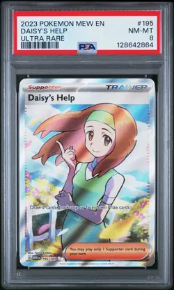 2023 POKEMON MEW EN-151 ULTRA RARE #195 DAISY'S HELP PSA 8 - Image 1