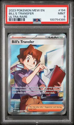 2023 POKEMON MEW EN-151 ULTRA RARE #194 BILL'S TRANSFER PSA 9 - Image 1