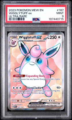 2023 POKEMON MEW EN-151 ULTRA RARE #187 WIGGLYTUFF EX PSA 9 - Image 1