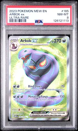 2023 POKEMON MEW EN-151 ULTRA RARE #185 ARBOK EX PSA 8 - Image 1