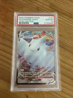 PSA 10 GEM MINT Togekiss VMAX 141/185 Vivid Voltage FULL ART Pokemon Card - Image 1