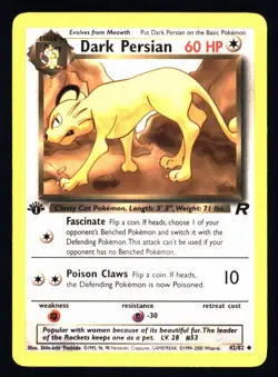2000 Pokemon Team Rocket First Edition Dark Persian #42/82 NM MINT - Image 1
