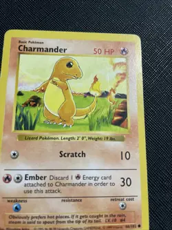 Charmander 46/102 Pokemon Base Set Shadowless Played Single Card TCG Damage - Image 2