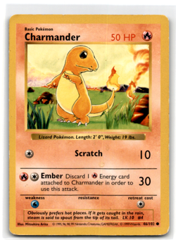 Charmander 46/102 Unlmited Base Set (Shadowless) Common Pokemon Card - Image 1