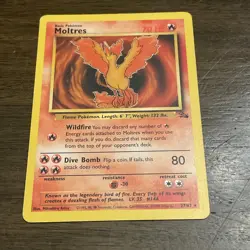 Pokemon TCG Moltres Fossil Card 27/62 Regular Non-Holo Unlimited Rare - Image 1
