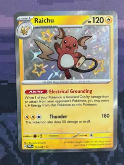 Raichu 132/091 Pokemon Paldean Fates Shiny Rare Near Mint Card NM 1 - Image 1