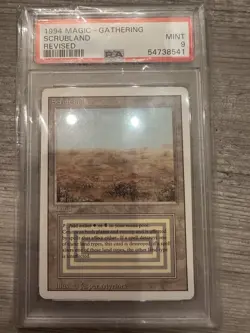 MTG Scrubland Revised Edition Rare PSA 9 Magic The Gathering - Image 1