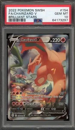 Pokemon Charizard V Brilliant Stars Full Alt Art #154 PSA 10 Gem Mint - Image 1