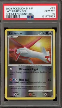 Pokemon Latias Great Encounters Reverse Holo Rare #22 PSA 10 Gem Mint - Image 1