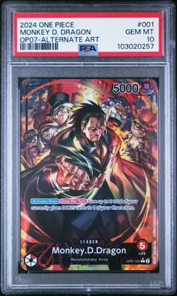 💎 PSA 10 2024 One Piece Monkey D Dragon OP07 001 Alternate Art Alt Art Leader - Image 1
