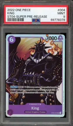 One Piece CCG King Super Pre-Release ST04-004 PSA 9 Mint - Image 1