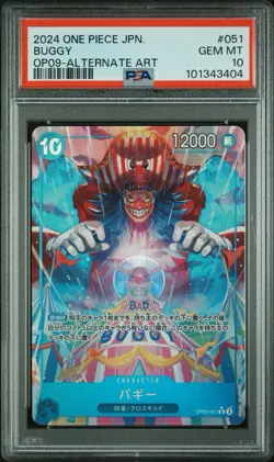 One Piece CCG JPN Buggy Alternative Art PSA 10 #OP09-051 - Image 1