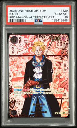 PSA 10 Gem Mint Sabo Red Manga Comic ONE PIECE CARD GAME Op13 japanese - Image 1