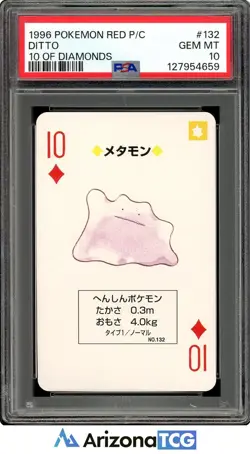Pokemon 1996 Ditto #132 10 Of Diamonds Pokemon Red Playing Card Japanese PSA 10 - Image 1