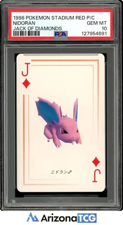 Pokemon 1998 Nidoran Jack Of Diamonds Pokemon Stadium Red Playing Card PSA 10 - Image 1