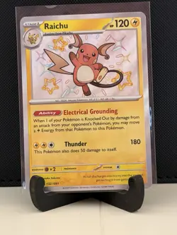 Pokemon TCG Raichu Scarlet & Violet Paldean Fates Holo Shiny Rare Card 132/091 - Image 1