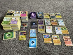 Huge Lot of 1000 Pokemon Cards + 2 Theme Decks Mewtwo Blastoise Unsearched - Image 1