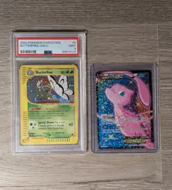 2 Pokemon Card Lot PSA 9 Butterfree Holo 2002 Expedition + Mew EX RC24/RC25 - Image 1
