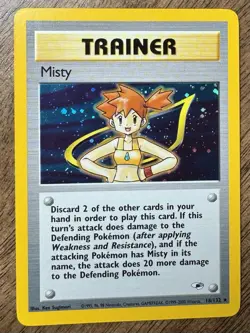 Pokemon TCG Misty Holo Rare Card 18/132 Gym Heroes Trainer 1999-2000 - Image 1